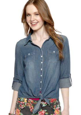 Grane Tie Front Jean Shirt