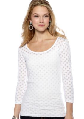 Energie Three-Quarter Sleeve Burnout Dot Top