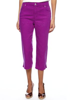 Kim Rogers Petite Easy Fit Capri - Purple Dot