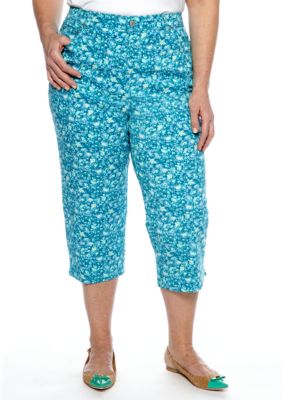 Kim Rogers Plus Size Printed Capri