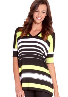Karen Kane Electric Tide V-Neck Stripe Tunic Top