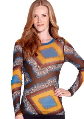 Karen Kane Indigo Bay Long Sleeve Crew Neck Tee