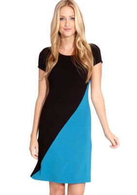 Karen Kane Indigo Bay Diagonal Color Block Dress