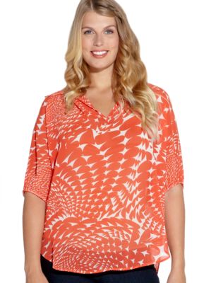 Karen Kane Plus Size Split Neck Top