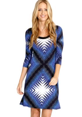 Karen Kane Electric Tide Three Quarter Sleeve A-Line Dress