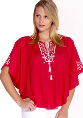 Karen Kane Coral Reef Embroidered Angel Top