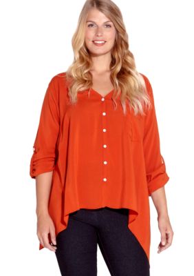 Karen Kane Plus Size Roll Sleeve Shirt
