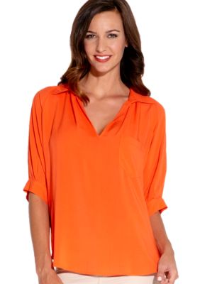Karen Kane Coral Reef Split Neck Top