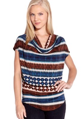 Karen Kane Indigo Bay Drape Neck Top