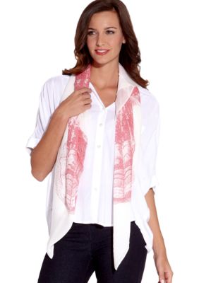 Karen Kane Coral Reef Hand Screened Silk Seashell Scarf