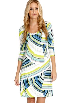 Karen Kane Electric Tide Three Quarter Sleeve A Line Dress