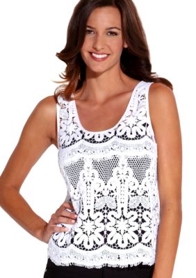 Karen Kane Coral Reef Crochet Lace Tank