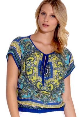 Karen Kane Electric Tide Keyhole Scarf Top