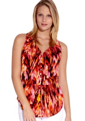 Karen Kane Coral Reef Sleeveless Drawstring Top
