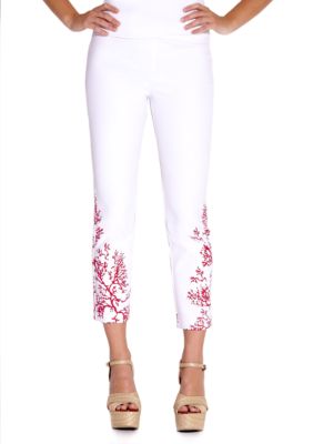 Karen Kane Coral Reef Coral Print Cropped Pant
