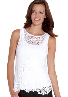 Karen Kane Electric Tide Crochet Mesh Tank