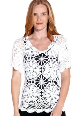 Karen Kane Coral Reef Scoop Neck Crochet Top