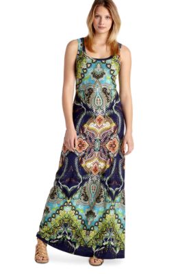 Karen Kane Electric Tide Paisley Scarf Print Maxi Dress