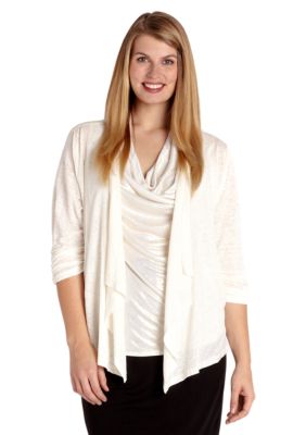 Karen Kane Plus Size Shirred Sleeve Drape Jacket
