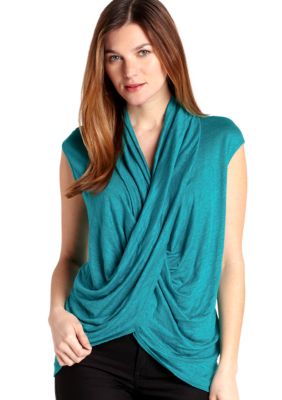 Karen Kane Cross Creek Linen Crossover Top