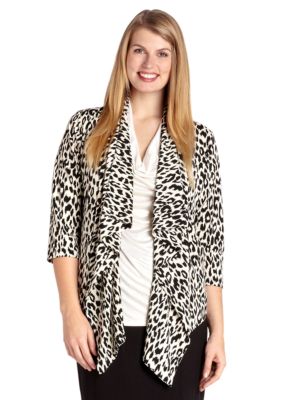 Karen Kane Plus Size Leopard Print Drape Jacket