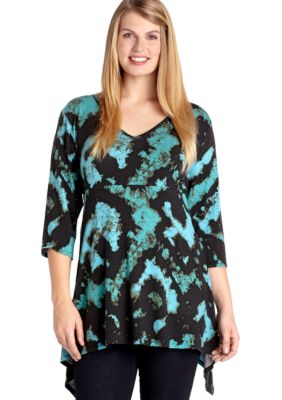 Karen Kane Plus Size Tie Dye Handkerchief Knit Top