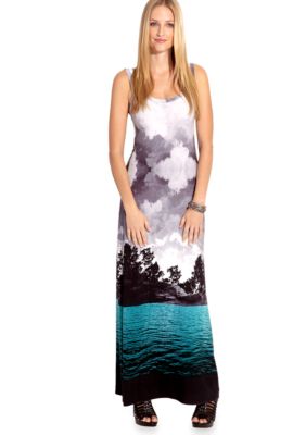 Karen Kane Cross Creek Tropical Photo Maxi Dress