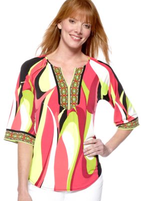 Madison Split Neck Retro Top