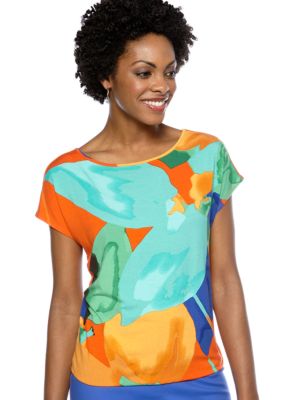 Madison Floral Print Banded Bottom Tee