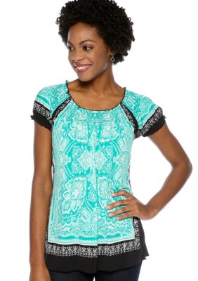 Madison Printed Smock Neck Top