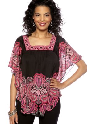Madison Mesh Border Print Angel Top
