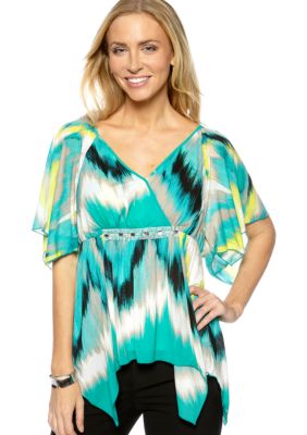 Madison Flutter Sleeve Mesh Top