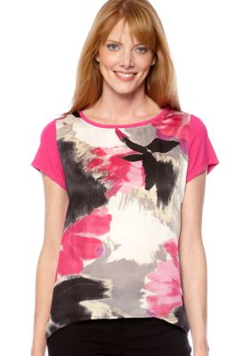 Madison Abstract Design Knit and Woven Top