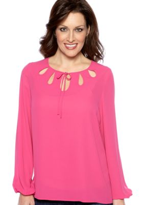 Madison Keyhole Tie Neck Blouse