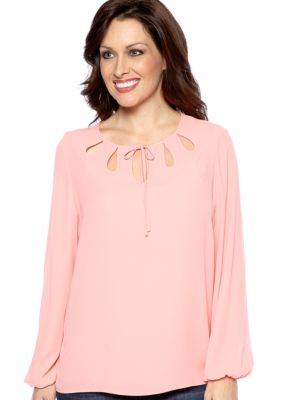 Madison Keyhole Tie Neck Blouse