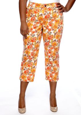 Madison Plus Size Printed Floral Capri