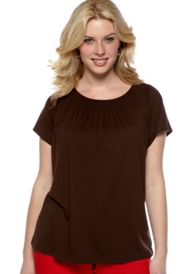 Madison Plus Size Smocked Neck Knit Top