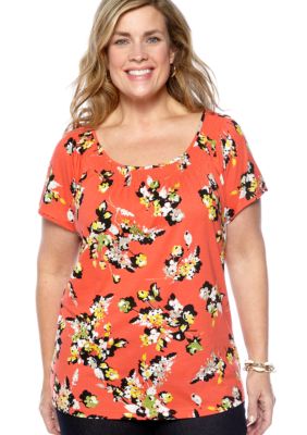 Madison Plus Size Knit Top with Smocked Neckline