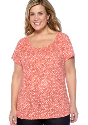 Madison Plus Size Knit Top with Smocked Neckline