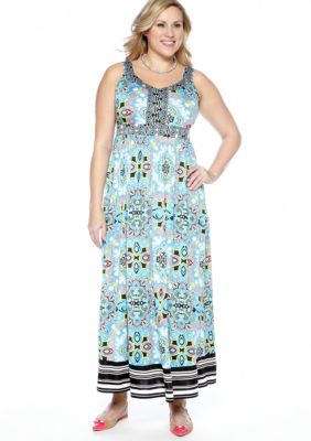 Madison Plus Size Mix Print Maxi Dress