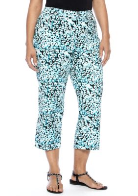 Madison Plus Size Circle Rings Twill Crop Pant