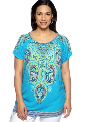 Madison Plus Size Smocked Neck Knit Top