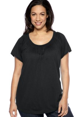 Madison Plus Size Smocked Neck Knit Top