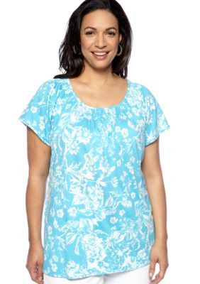 Madison Plus Size Smocked Neck Knit Top