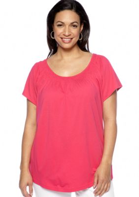 Madison Plus Size Smocked Neck Knit Top