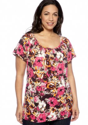 Madison Plus Size Smocked Neck Knit Top