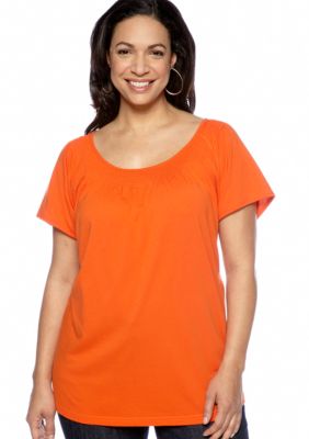 Madison Plus Size Smocked Neck Knit Top