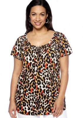 Madison Plus Size Smocked Neck Knit Top
