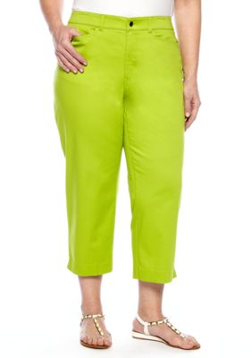 Madison Plus Size Solid Twill Crop Pant