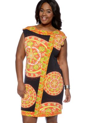 Madison Plus Size Scarf Print Dress